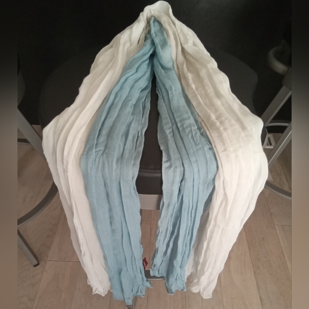 Olsen Europe Blue Cream Long Scarf